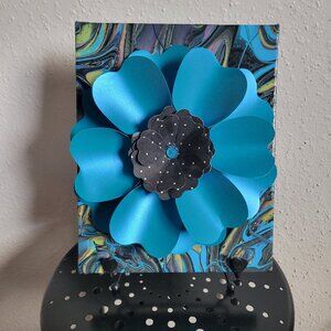 Original Acrylic Abstract Painting with Paper flower on Canvas